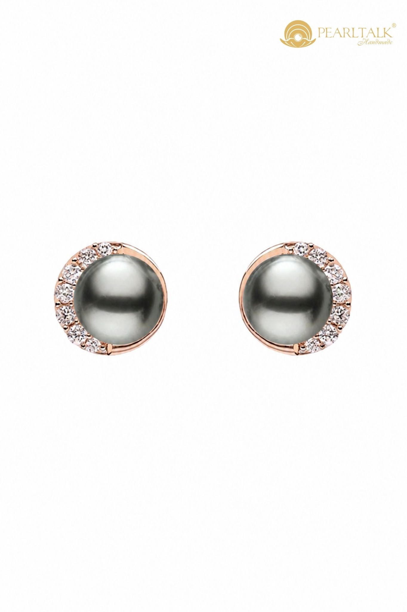 BÔNG TAI NGỌC TRAI TAHITI ĐEN 8MM